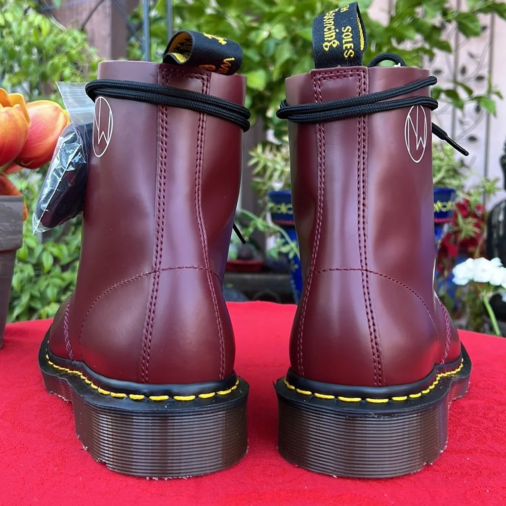 🏴󠁧󠁢󠁥󠁮󠁧󠁿 New MIE Undercover x Dr. Martens Cherry Red 1460 Boots UK 7 - Picture 15 of 17